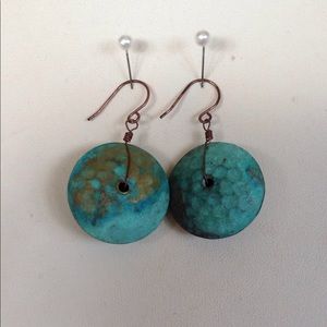 Boho Patina Brass Disc Earrings